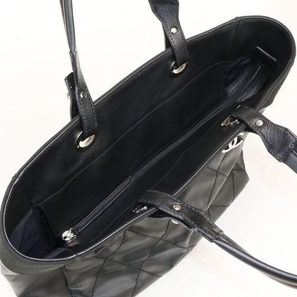Chanel Paris Biarritz Tote Bag Black Shoulder Bag - Picture 6 of 8